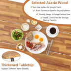 Set tavolo e panche da picnic da esterno in legno di acacia Costway con piano tavolo da 71'' e foro per ombrellone da 2''