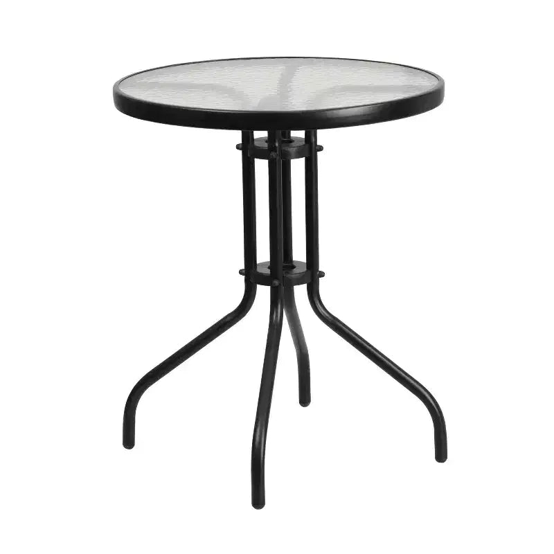 Emma and Oliver 23.75 Round Tempered Glass Metal Table