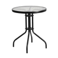 Emma and Oliver 23.75 Round Tempered Glass Metal Table