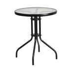 Emma and Oliver 23.75 Round Tempered Glass Metal Table