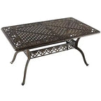 Costway Tavolo da Pranzo da Esterno 59'' in Alluminio Fuso Resistente alle Intemperie Foro per Ombrellone 6 Posti Bronzo