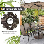 Costway Tavolo da Pranzo da Esterno 59'' in Alluminio Fuso Resistente alle Intemperie Foro per Ombrellone 6 Posti Bronzo