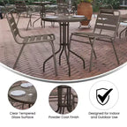 Flash Furniture Bellamy Tavolo Rotondo in Metallo con Piano in Vetro Temperato da 23,75''