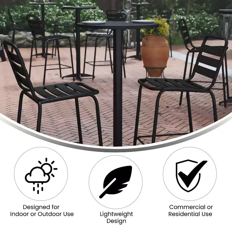 Flash Furniture Mellie Tavolo da bar alto rotondo in alluminio da 23,5 per interni ed esterni