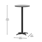 Flash Furniture Mellie Tavolo da bar alto rotondo in alluminio da 23,5 per interni ed esterni
