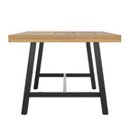 Flash Furniture Tavolo da Esterno con Piano in Legno di Acacia per Tutte le Stagioni e Base in Metallo, Naturale/Nero