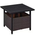 Yaheetech Natural Outdoor Patio Rattan Side Table With Umbrella Tube Black