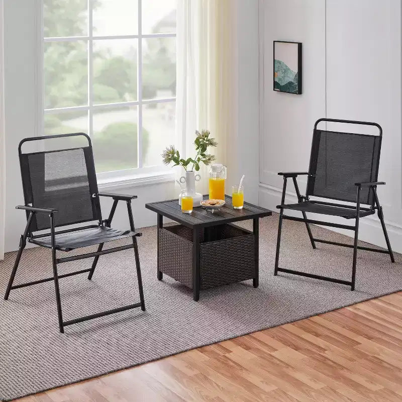 Yaheetech Tavolino Laterale in Rattan per Esterni con Foro per Ombrellone, Nero
