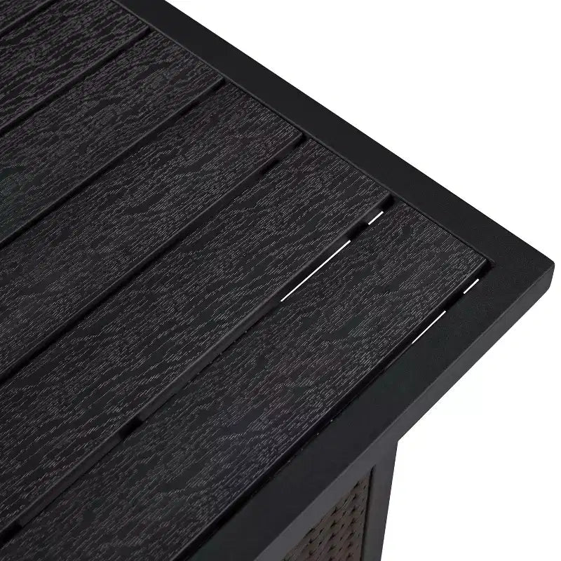Yaheetech Tavolino Laterale in Rattan per Esterni con Foro per Ombrellone, Nero