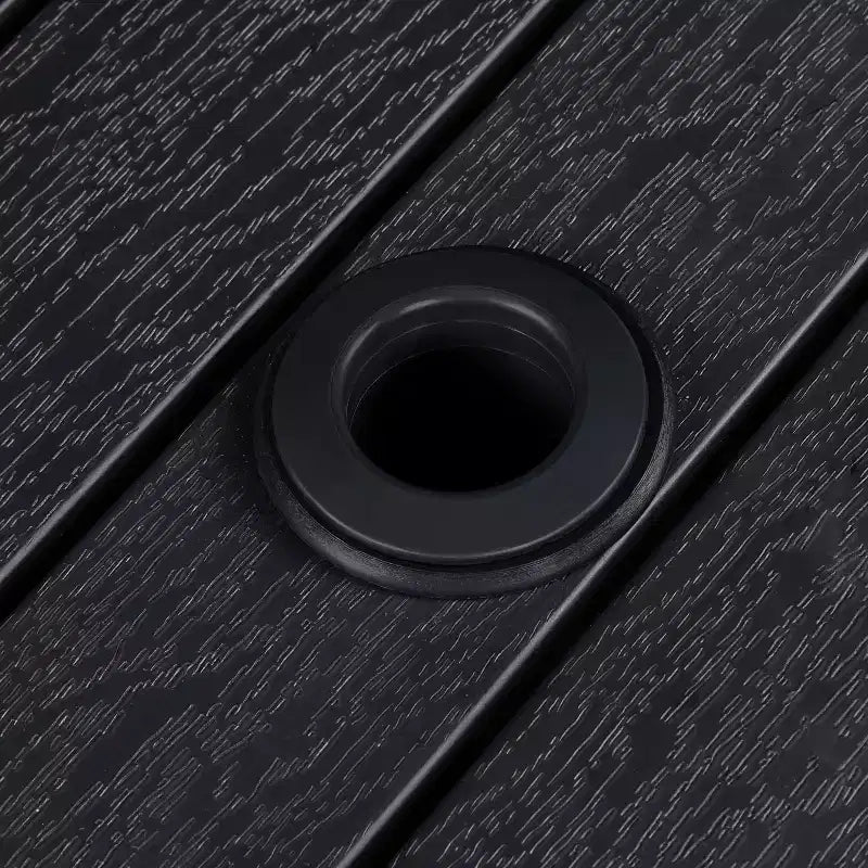Yaheetech Tavolino Laterale in Rattan per Esterni con Foro per Ombrellone, Nero