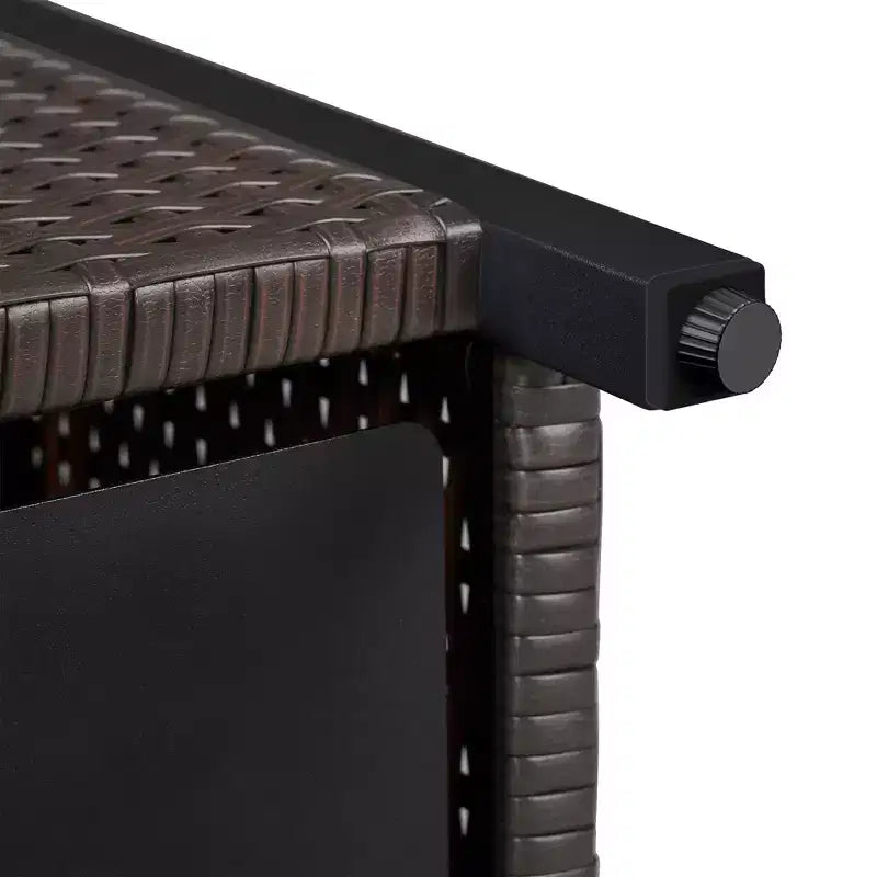 Yaheetech Tavolino Laterale in Rattan per Esterni con Foro per Ombrellone, Nero
