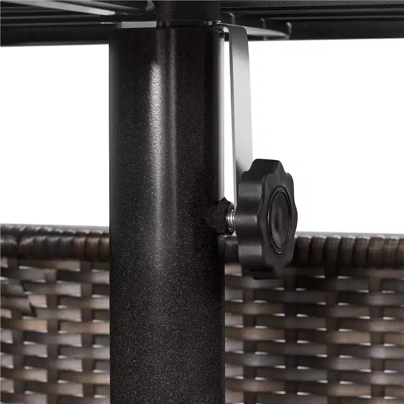 Yaheetech Tavolino Laterale in Rattan per Esterni con Foro per Ombrellone, Nero