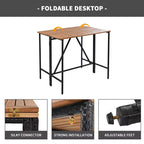 Set Bar da Esterno in Rattan 5 Pezzi con Piano Pieghevole in Legno di Acacia, 4 Sgabelli e 1 Tavolo, Marrone - ModernLuxe
