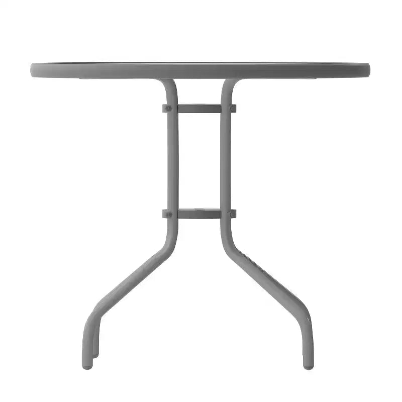 Tavolo rotondo Emma and Oliver 31.5 in metallo e vetro temperato con superficie liscia dal design a increspature
