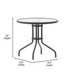 Tavolo rotondo Emma and Oliver 31.5 in metallo e vetro temperato con superficie liscia dal design a increspature