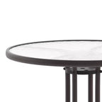 Tavolo rotondo Emma and Oliver 31.5 in metallo e vetro temperato con superficie liscia dal design a increspature