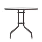 Tavolo rotondo Emma and Oliver 31.5 in metallo e vetro temperato con superficie liscia dal design a increspature