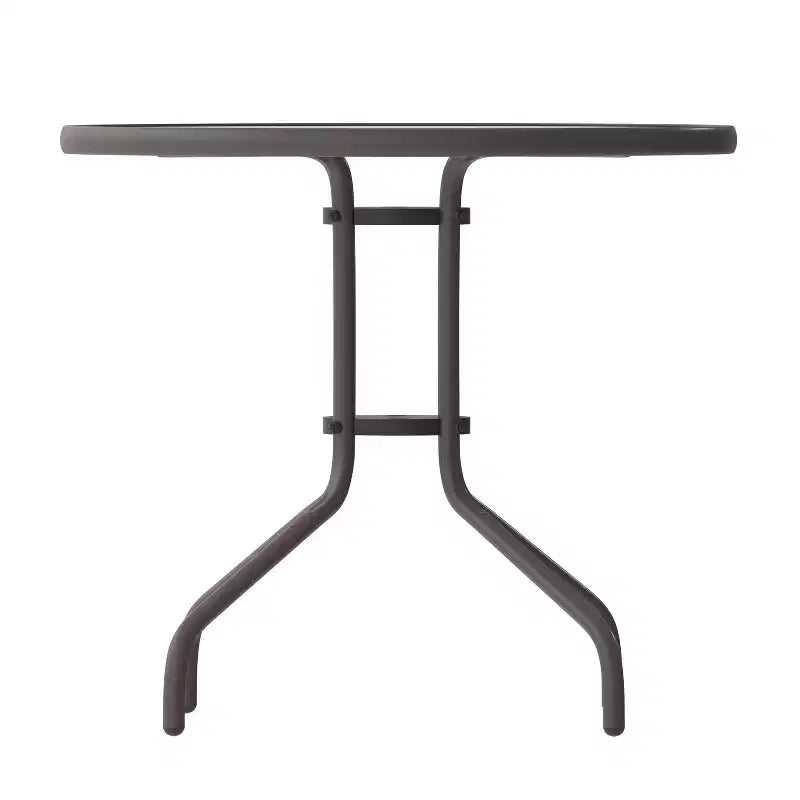 Tavolo rotondo Emma and Oliver 31.5 in metallo e vetro temperato con superficie liscia dal design a increspature