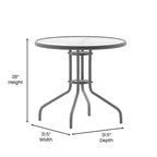 Tavolo rotondo Emma and Oliver 31.5 in metallo e vetro temperato con superficie liscia dal design a increspature