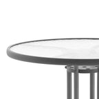 Tavolo rotondo Emma and Oliver 31.5 in metallo e vetro temperato con superficie liscia dal design a increspature