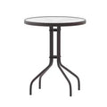 Emma and Oliver 23.75 Round Tempered Glass Metal Table with Smooth Ripple Design Top