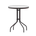 Emma and Oliver 23.75 Round Tempered Glass Metal Table with Smooth Ripple Design Top