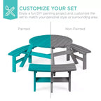 Tavolo da picnic circolare da esterno in legno a 6 posti Best Choice Products con 3 panche integrate, foro per ombrellone