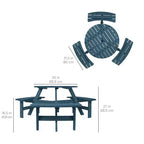 Tavolo da picnic circolare da esterno in legno a 6 posti Best Choice Products con 3 panche integrate, foro per ombrellone