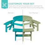 Tavolo da picnic circolare da esterno in legno a 6 posti Best Choice Products con 3 panche integrate, foro per ombrellone