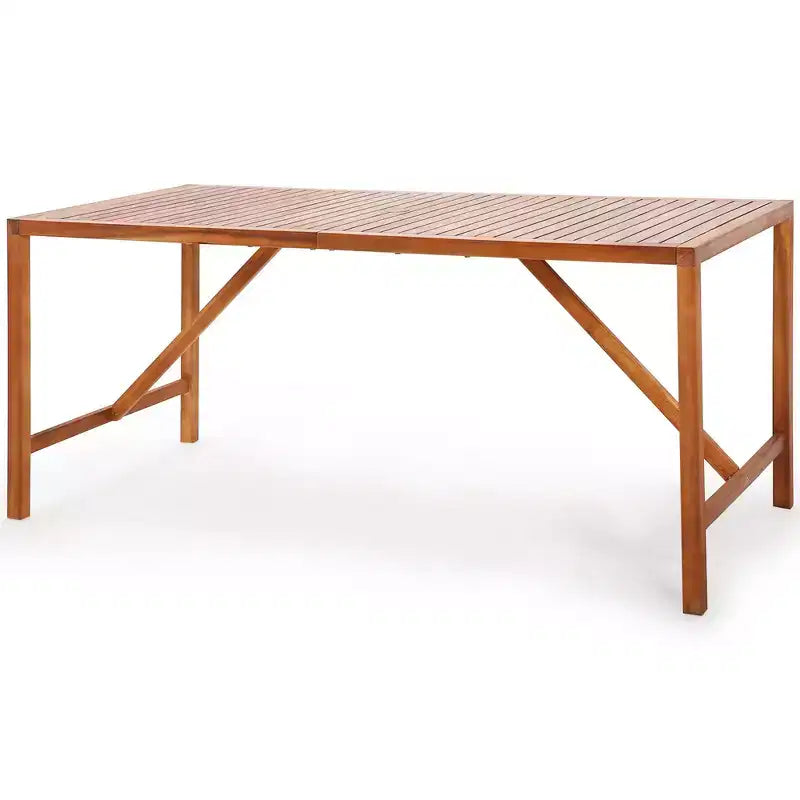 Costway Tavolo da Pranzo Rettangolare da Esterno in Legno di Acacia con Ampio Piano a Doghe per 6 Persone