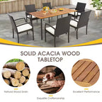 Costway Tavolo da Pranzo Rettangolare in Legno di Acacia con Foro per Ombrellone da 4,8 cm per Interno ed Esterno