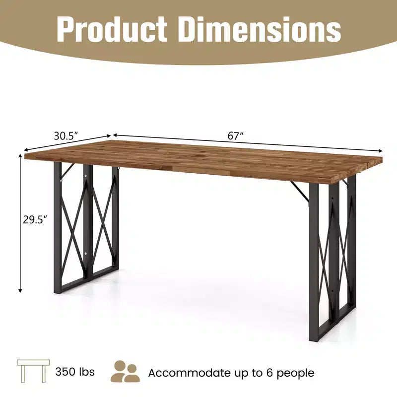 Costway Tavolo Rettangolare da Esterno da 170 cm, Tavolo da Pranzo in Legno di Acacia Resistente con Foro per Ombrellone