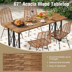 Costway Tavolo Rettangolare da Esterno da 170 cm, Tavolo da Pranzo in Legno di Acacia Resistente con Foro per Ombrellone