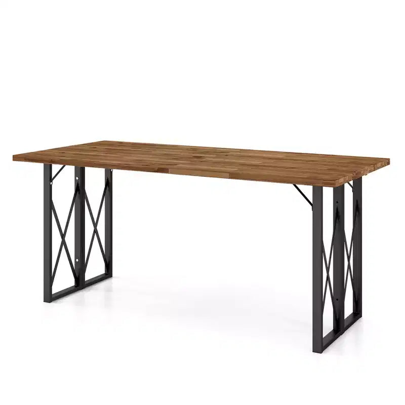 Costway Tavolo Rettangolare da Esterno da 170 cm, Tavolo da Pranzo in Legno di Acacia Resistente con Foro per Ombrellone
