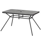 Tavolo da Pranzo Rettangolare da Esterno Costway 124,5 x 75 cm con Top Effetto Marmo e Foro per Ombrellone