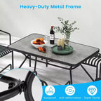 Tavolo da Pranzo Rettangolare da Esterno Costway 124,5 x 75 cm con Top Effetto Marmo e Foro per Ombrellone