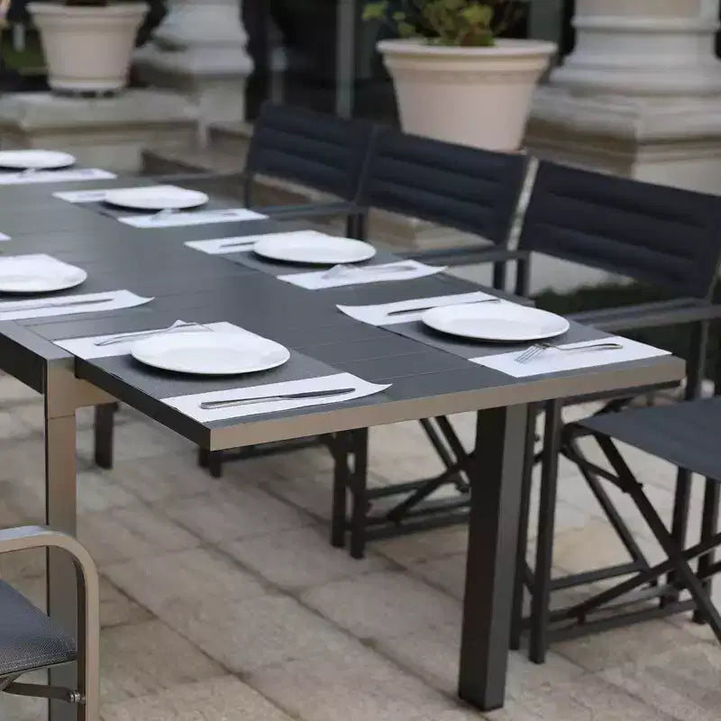 Aoodor Tavolo da Pranzo Estensibile da Esterno per 6-10 Persone in Alluminio (Solo Tavolo)