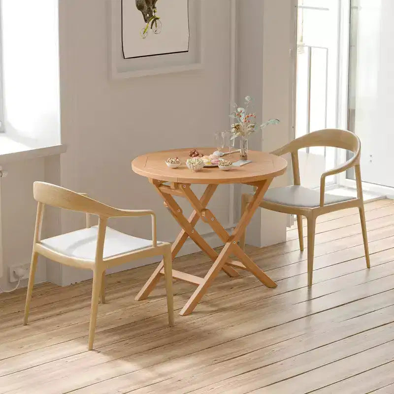 Tavolo da pranzo rotondo pieghevole da 31,5'' per patio, in legno massello di teak indonesiano naturale, portatile per esterni, di Costway