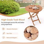 Tavolo da pranzo rotondo pieghevole da 31,5'' per patio, in legno massello di teak indonesiano naturale, portatile per esterni, di Costway