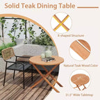 Tavolo da pranzo rotondo pieghevole da 31,5'' per patio, in legno massello di teak indonesiano naturale, portatile per esterni, di Costway