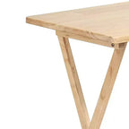 PJ Wood Tavolino Rettangolare Pieghevole in Legno Massello per TV, Snack e Servizio con Portatavoli Compatto, Naturale (Set da 7)
