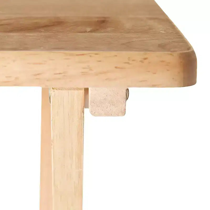 PJ Wood Tavolino Rettangolare Pieghevole in Legno Massello per TV, Snack e Servizio con Portatavoli Compatto, Naturale (Set da 7)