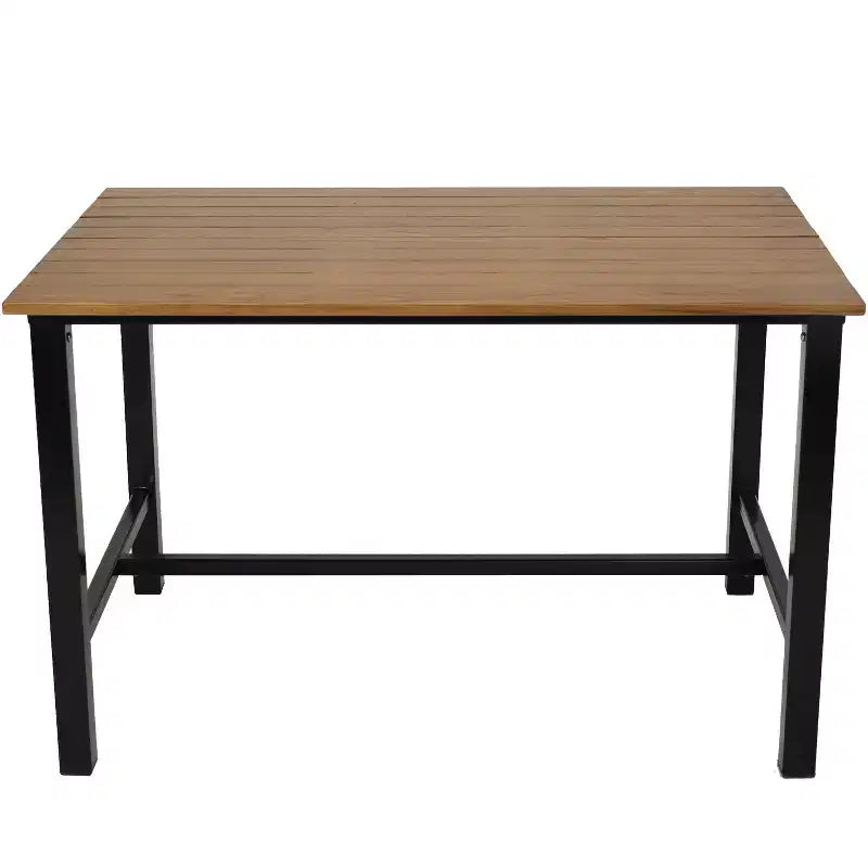 Tavolo da pranzo Sunnydaze in castagno europeo con struttura in acciaio - 120 L x 79 P x 75 A cm