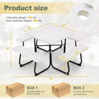 Costway Tavolo da Picnic Quadrato per Esterni da 8 Persone con 4 Panche e Foro per Ombrellone Nero/Grigio/Verde/Bianco