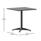 Set tavolo Emma e Oliver quadrato 27,5'' in alluminio per interni ed esterni con 2 sedie con schienale a doghe