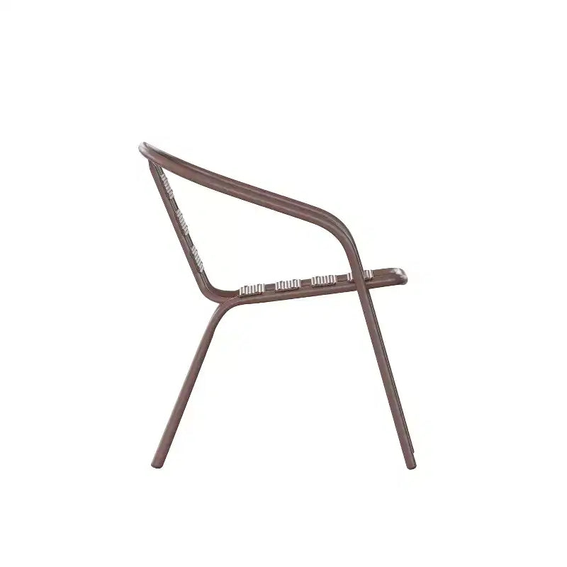 Flash Furniture Lila tavolo tondo in vetro e metallo da 31,5" con 4 sedie impilabili in metallo e alluminio a doghe
