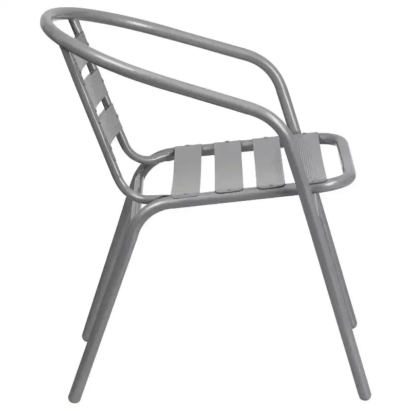 Flash Furniture Lila tavolo tondo in vetro e metallo da 31,5" con 4 sedie impilabili in metallo e alluminio a doghe
