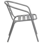 Flash Furniture Lila tavolo tondo in vetro e metallo da 31,5" con 4 sedie impilabili in metallo e alluminio a doghe