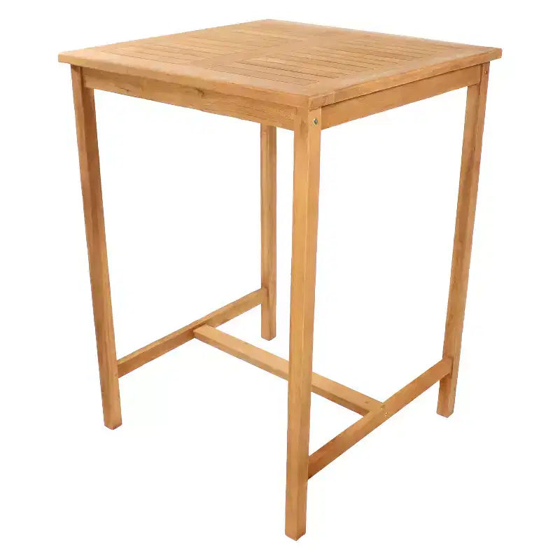 Sunnydaze Teak Wood Outdoor Bar Table - 31 Square x 43.5 H - Brown