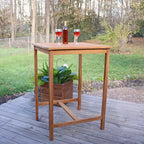 Tavolo da bar quadrato da esterno Sunnydaze in legno di teak - 79 cm x 110,5 cm H - Marrone